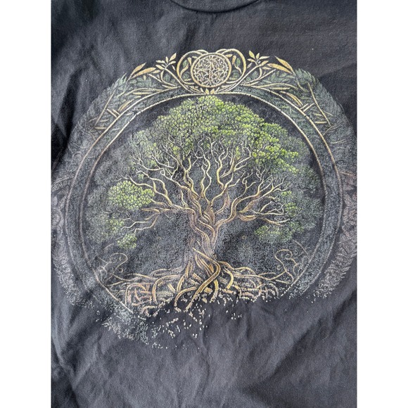 Celtic Tree of Life Graphic T-Shirt Black Men's Large Cotton Hobbit Celt - Picture 4 of 7